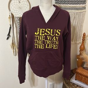 Burgundy Jesus The Way, The Truth, The Life Hoodie/ Size Small/ Like NEW
